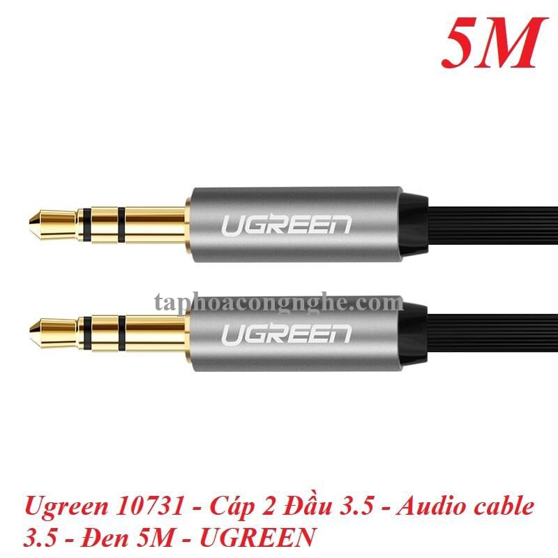 Ugreen 10731 5M màu Đen Cáp âm thanh 2 đầu 3.5mm dương dây dẹt 10731 30010731